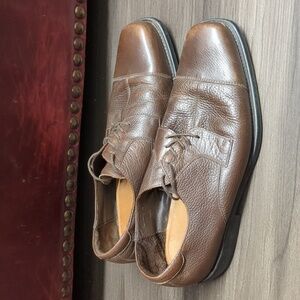 Johnston & Murphy Sheepskin J&M Flex Brown Cap Toe Lace Up Shoes Mens 11M